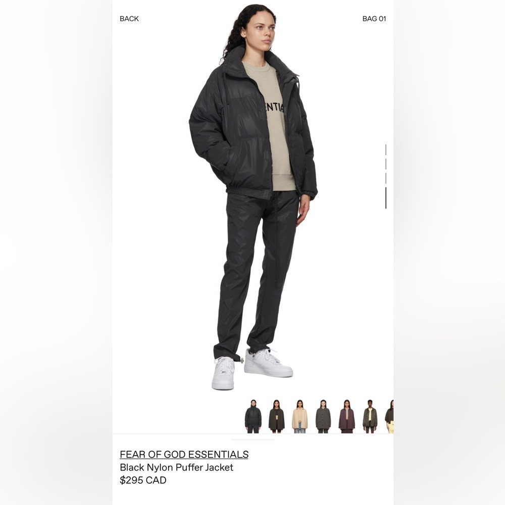 Essentials black nylon puffer jacket (reflective) - Picture 4 of 9